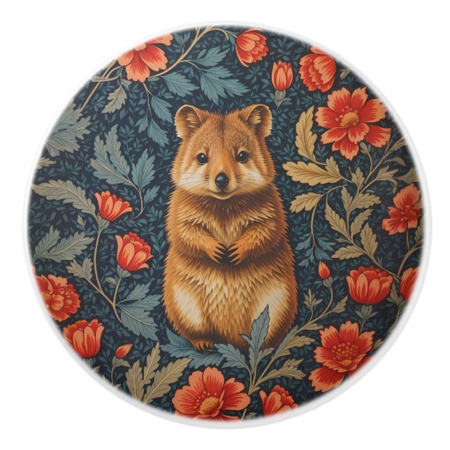 Söt Quokka William Morris Inspirerad Blomma Knopp (Framsidan)