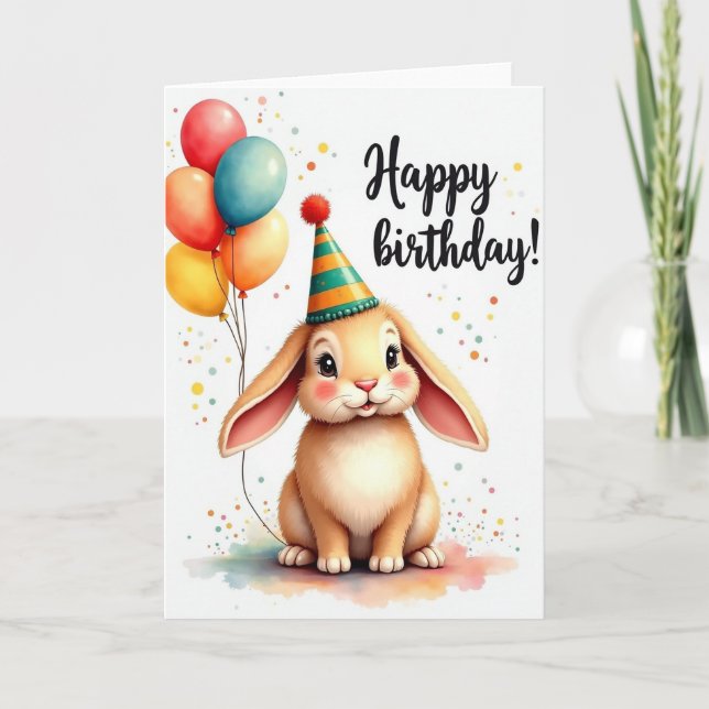 Söt Rabbpartykort Kort (Framsida)