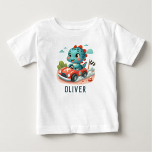 Söt Racer Dino Kör En Sportbil T Shirt