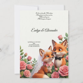 Söt Rädd Brud Och Brudgum Rosa Blommor Inbjudningar