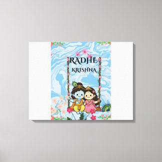 Söt Radha Krishna på gungande väggkonst | Shri Rad Canvastryck