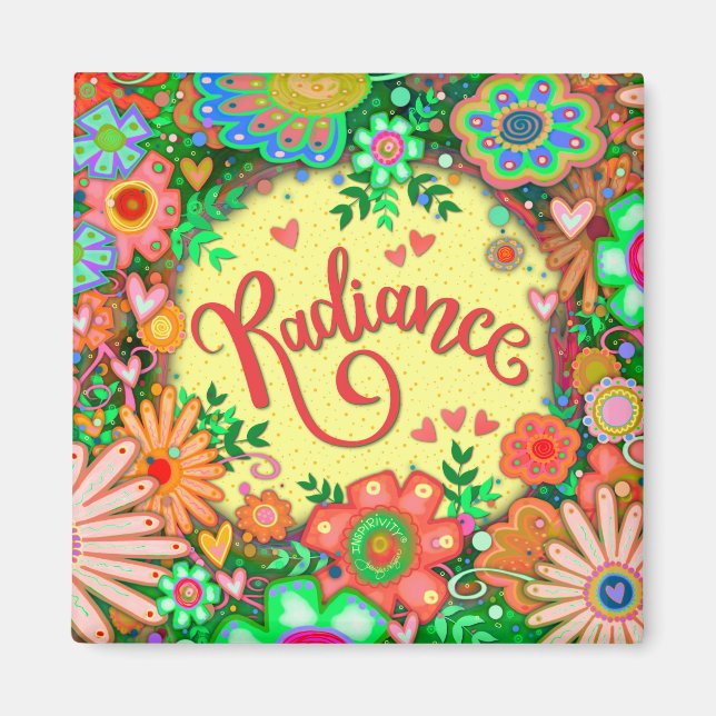 Söt Radiance Roligt Blommigt Hearts Inspirief Magnet (Framsidan)