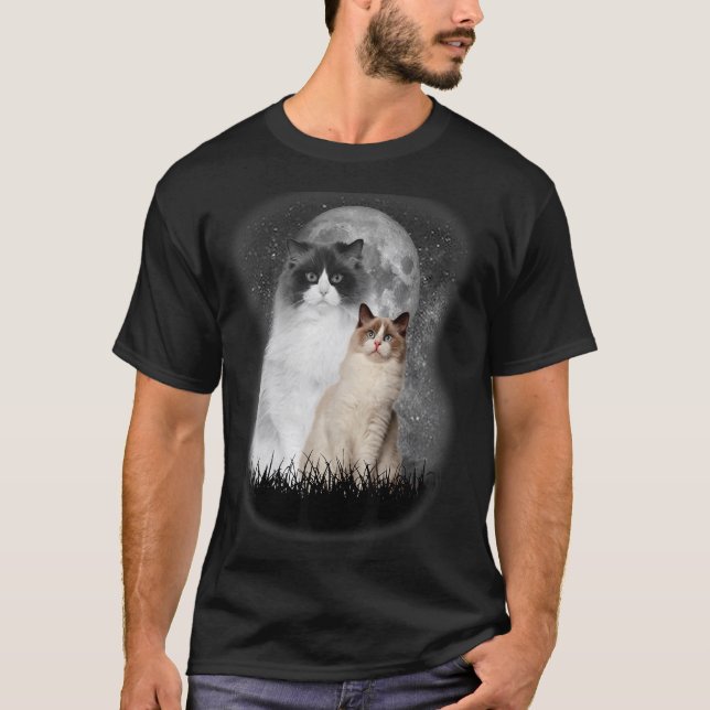 Söt Ragdoll Cat med Måne Ragdoll Cat Pet T Shirt (Framsida)