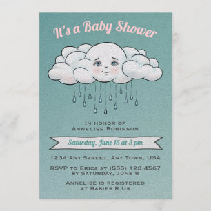 Söt Rain Cloud Baby Shower-inbjudan Inbjudningar