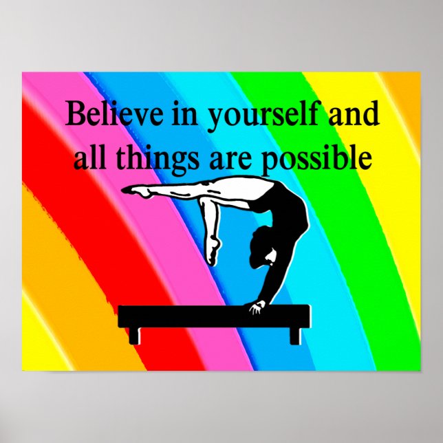 SÖT RAINBOUR INSPIRATIONAL GYMNAST QUOTE POSTER (Framsidan)