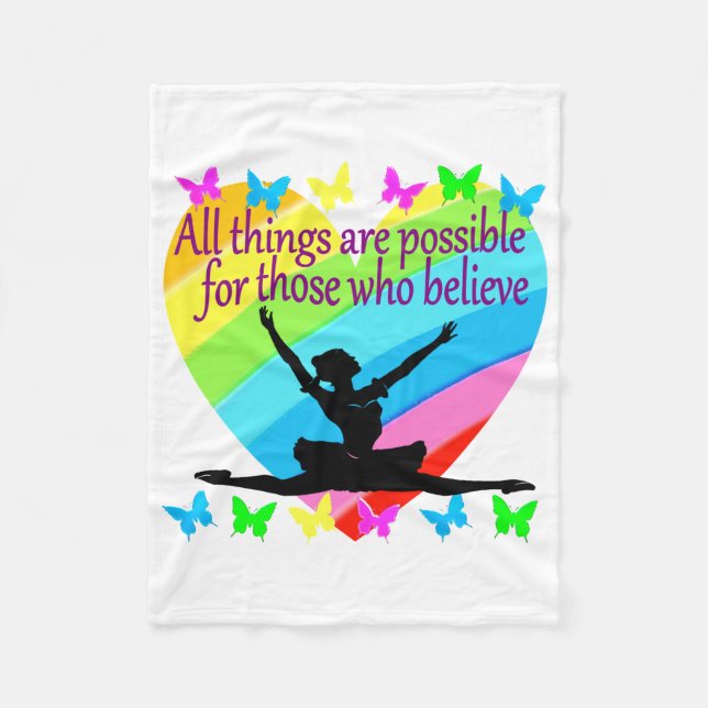 SÖT RAINBOW ALLA SAK ÄR MÖJLIGA BALLERINA FLEECEFILT (Framsidan)