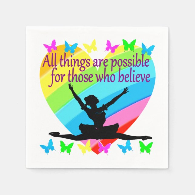 SÖT RAINBOW ALLA SAK ÄR MÖJLIGA BALLERINA PAPPERSSERVETT (Framsidan)