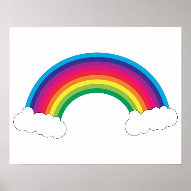 Söt Rainbow and Clouds Poster (Framsidan)