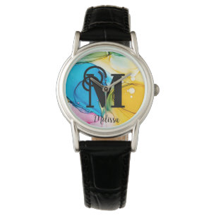 Söt Rainbow Bläck Monogram Namn Armbandsur