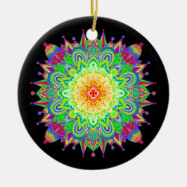 Söt Rainbow Färgad Mandala Abstrakt Art Cerami Julgransprydnad Keramik