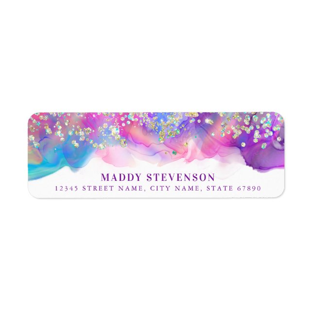 Söt Rainbow Glitter Returetiketter Returadress Etikett (Framsidan)