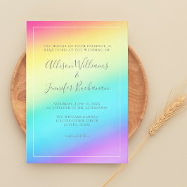 Söt Rainbow Gradient Colorful LGBTQ Bröllop Inbjudningar