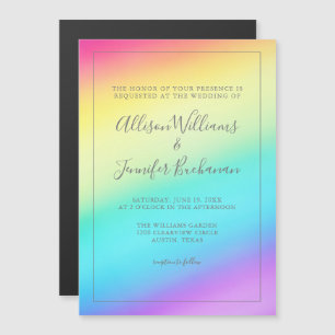 Söt Rainbow Gradient Colorful LGBTQ Bröllop Magnetisk Inbjudningskort