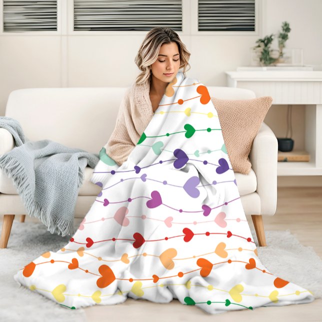 Söt Rainbow Hearts Mönster Kids Fleecefilt (Skapare uppladdad)