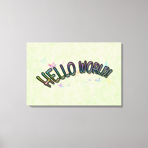 Söt Rainbow Hej World Canvastryck