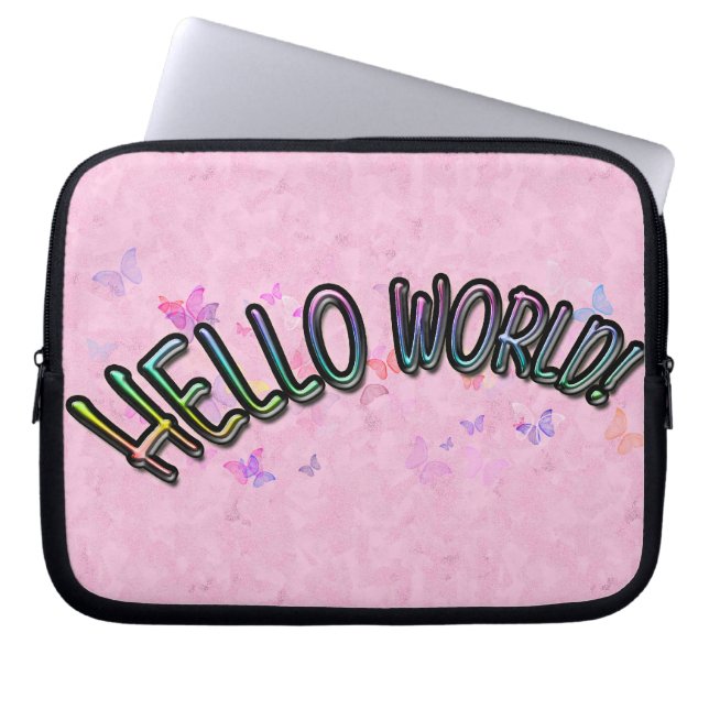 Söt Rainbow Hej World Laptop Sleeve (Framsidan)