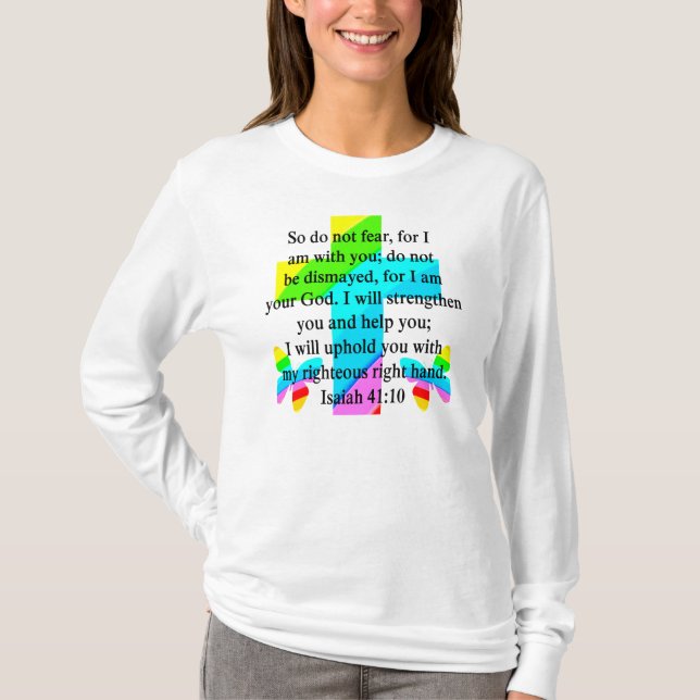 SÖT RAINBOW KOR ISAIAH 41:10 DESIGN TEE SHIRT (Framsida)