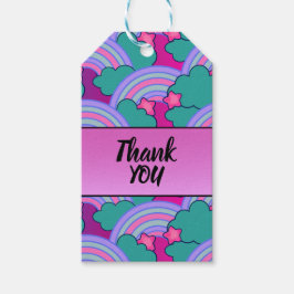 Söt Rainbow med stjärnor i Rosa Lavender Presentetikett