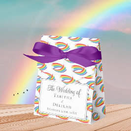 Söt Rainbow Mönster LGBT Bröllop Lila Bow Presentaskar