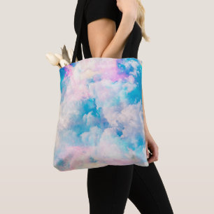 Söt Rainbow Pastel Clouds Aestetisk design Tygkasse