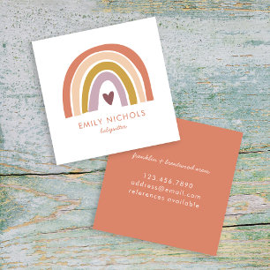 Söt Rainbow Peach Lavender Boho Babyvvakt Fyrkantigt Visitkort