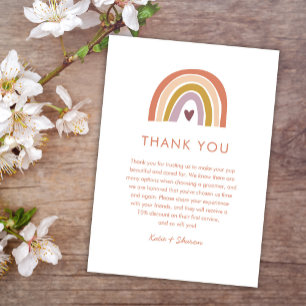 Söt Rainbow Peach Lavender Boho Babyvvakt Tack Kort