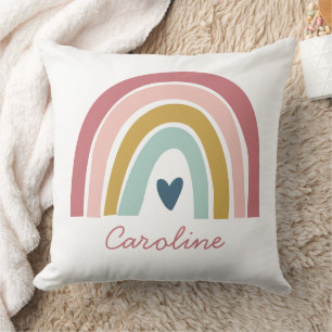 Söt Rainbow Rosa Blue Boho Namn Kudde