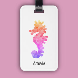 Söt Rainbow Seahorse Personlig Bagagebricka