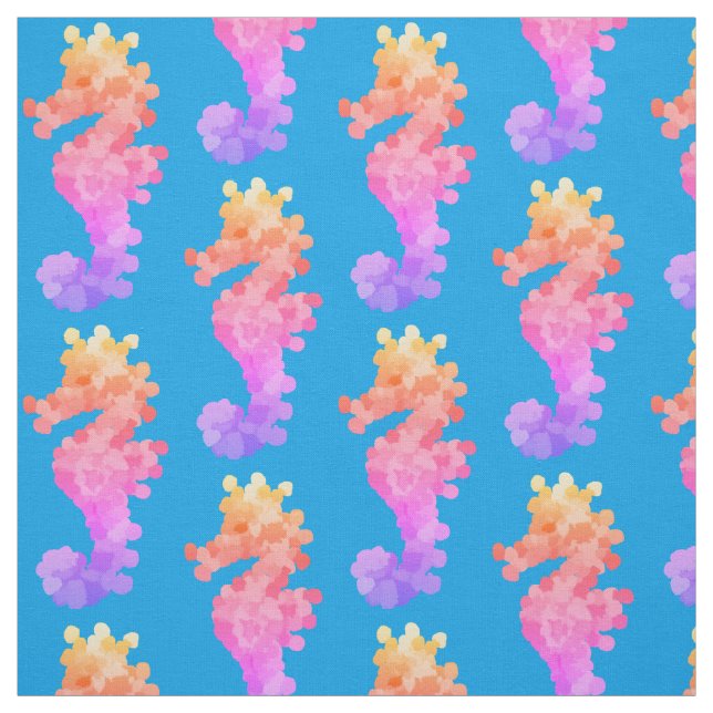 Söt Rainbow Seahorse Tyg (Provkarta)