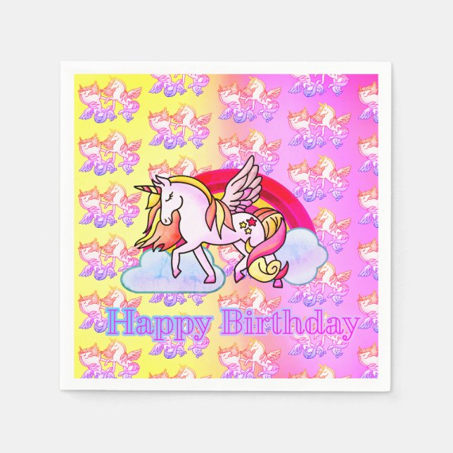 Söt Rainbow Unicorn Pegasus Pastel Magic Pappersservett (Framsidan)
