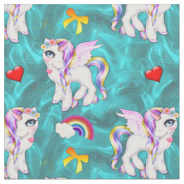 Söt Rainbow Unicorns on Aqua Tyg