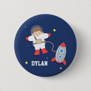 Söt raket rymdastronaut knapp