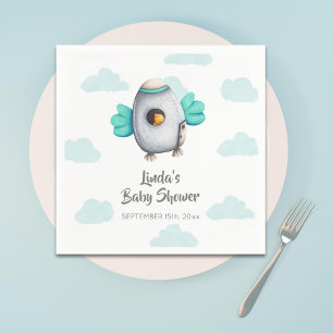 Söt raketfågel baby shower pappersservett