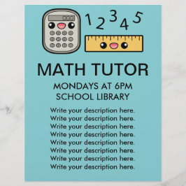 Söt räknare och linjal Matematikhandledare Mall Reklamblad