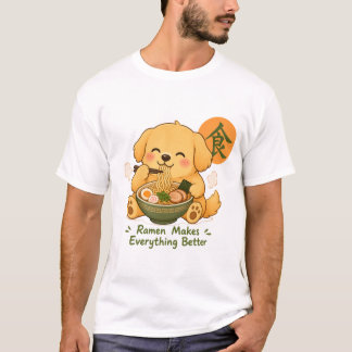 Söt Ramen Hund – Kawaii Hund som äter Ramen Japans T Shirt