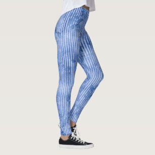 Söt Rand och Blommigtar Blå bening Kvinnors Leggings