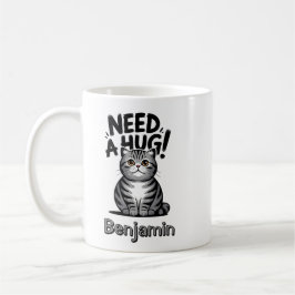 Söt randig katt behöver en kram Roligt djur Kaffemugg