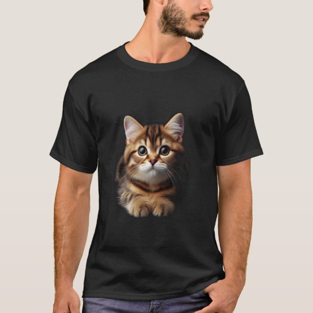Söt randig katt charm t shirt (Framsida)