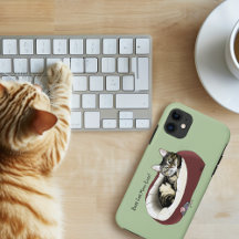 Söt randig katt grön mors dag
