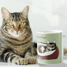 Söt randig katt grön mors dag