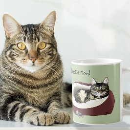 Söt randig katt grön mors dag kaffemugg