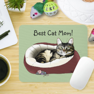 Söt randig katt grön mors dag musmatta