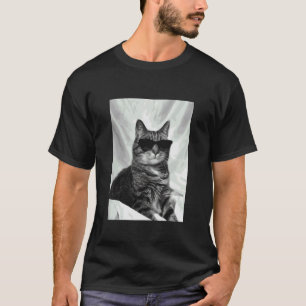 Söt randig katt med solglasögon kattdjur foto t shirt