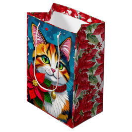 Söt randig katt och julstjärna jul