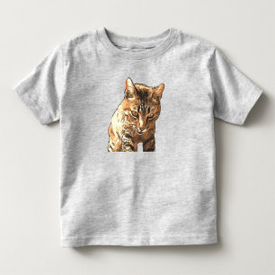 Söt randig katt svart konturteckning konst t shirt