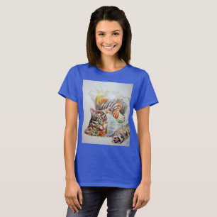 Söt randig katt Vattenfärg katter Flickor T Shirt