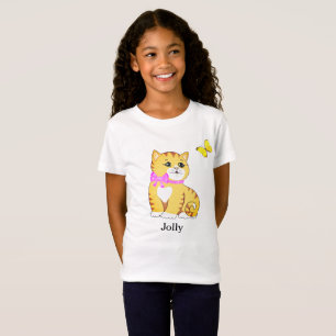 Söt randig kattunge & fjäril T-shirt