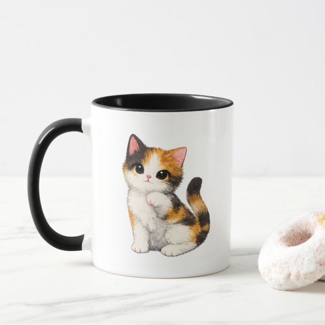 Söt randig kattunge-mugg mugg (Med munk)
