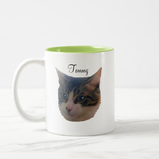 Söt randig kattunge Två-Tonad mugg (Vänster)