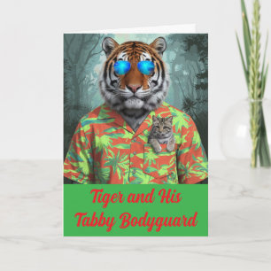 Söt randig och tiger vikt gratulationskort kort